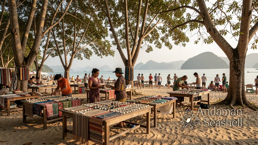 เวทีเทศกาลกำลังติดตั้งบนชายหาดอันดามันยามแสงทอง หน้าผาหินปูนตั้งตระหง่านด้านหลัง ทีมงานปรับแสงและเสียง แสงแดงยามบ่ายสายอบอุ่น