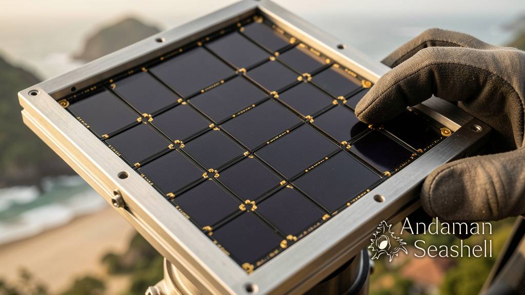 Macro detail of a wide-field camera detector mosaic with gold connectors