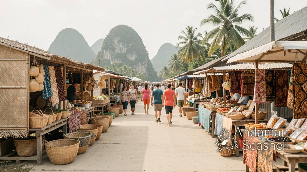 Festival stalls and families in Phang Nga