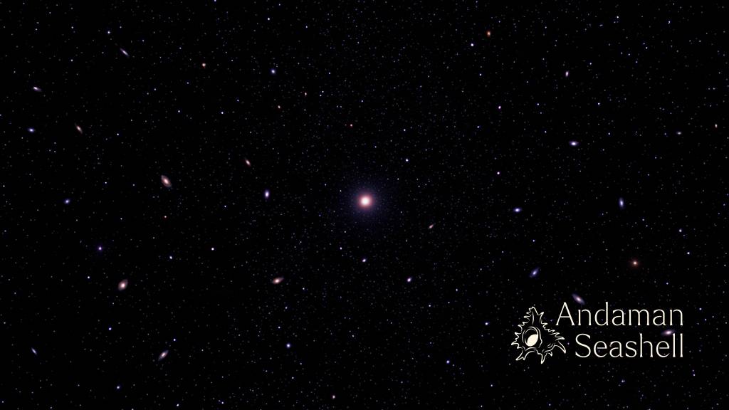 Artist-like view of an ancient quasar glowing in deep space