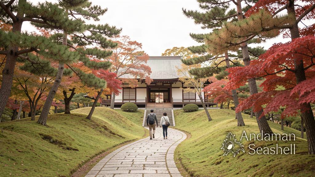Late-summer path leading to a small art museum in Nara