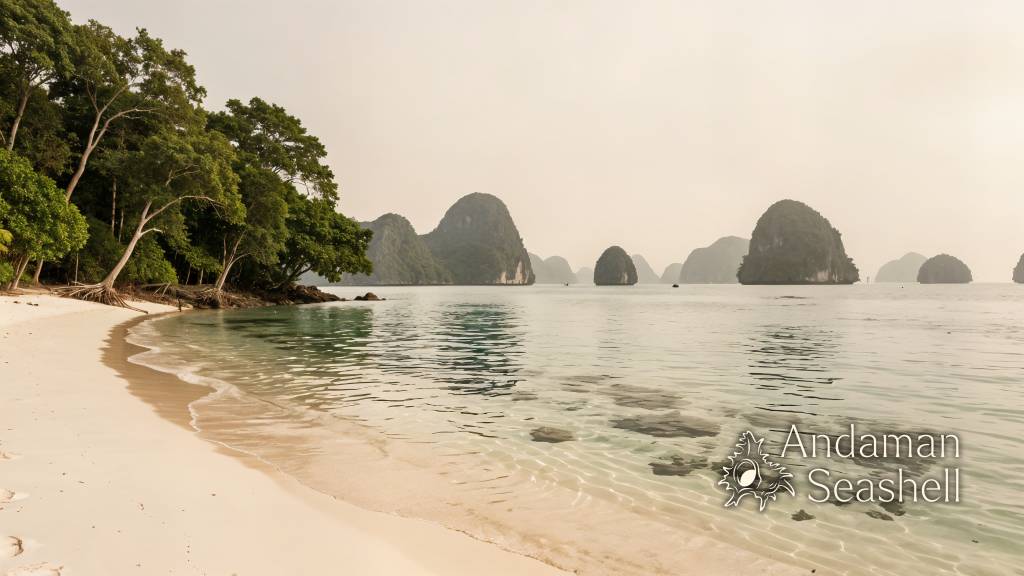 A wide beach view across clear shallows at Lawa Yai Island