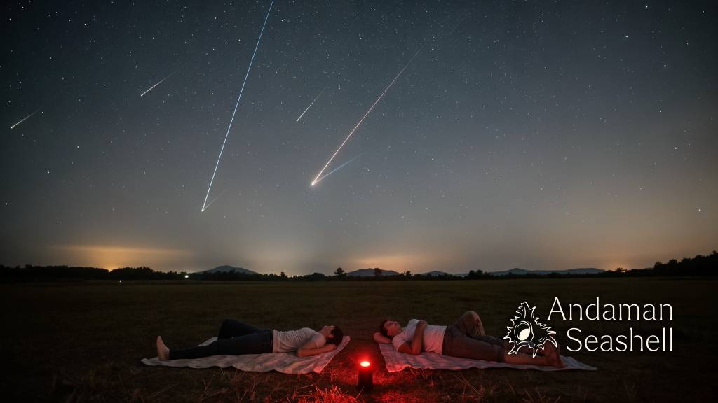 Perseid meteors over a dark open sky