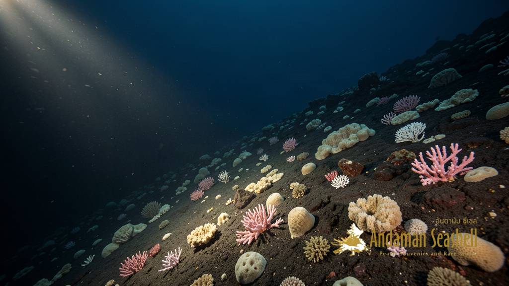 A glowing pink bubblegum coral fan blooming on a dark deep-sea ridge