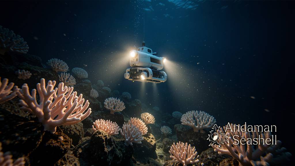 A luminous pale branching deep-sea bubblegum coral glowing in dark water
