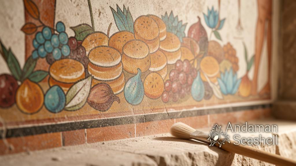 A dust-veiled offering-table painting inside the new tomb