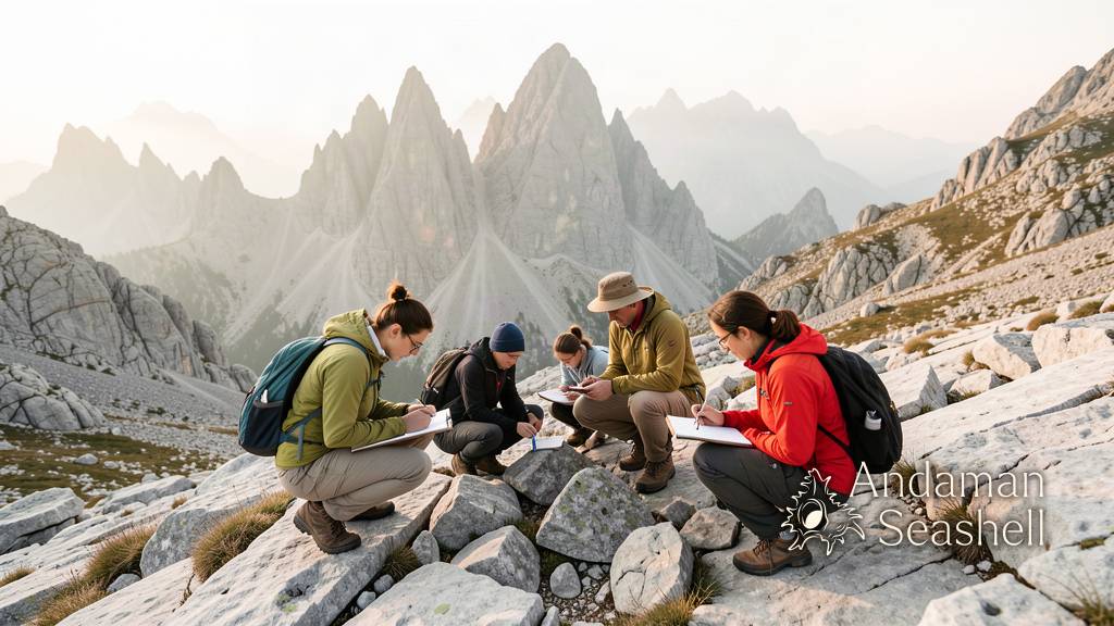 Citizen scientists and researchers searching for land snails on the pale limestone of Durmitor's high plateau