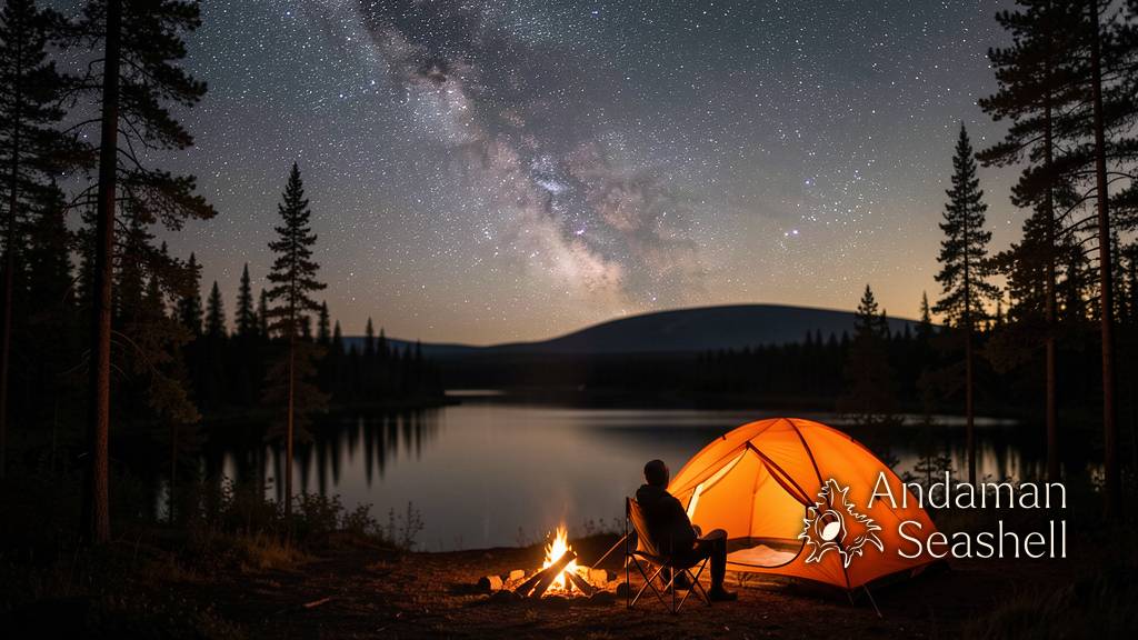 A glowing tent beside a calm dark lake under a brilliant Milky Way sky in the boreal forest