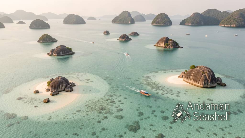 Speedboat heading toward the granite islands of the Similans at the start of the new season